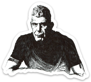 Anthony Bourdain mountain portrait Sticker by Maya Joy