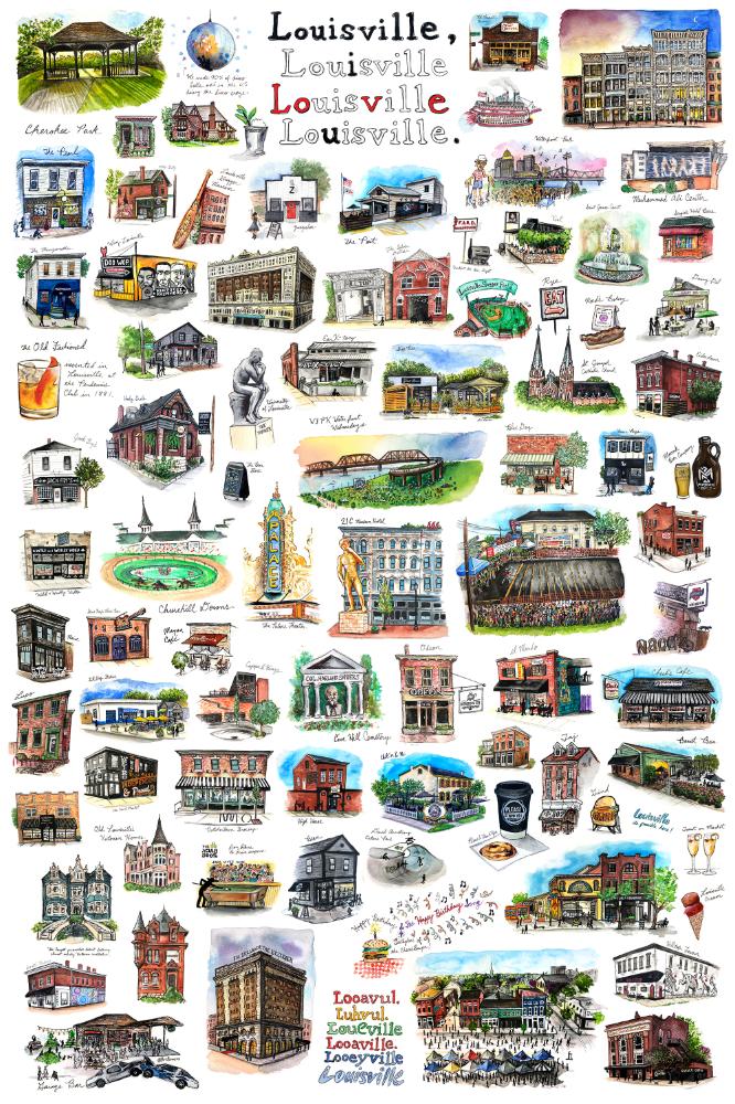 Epic Louisville Watercolor Print by Bri Bowers
